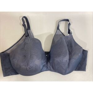 Cacique Underwire Balconette Bra Blue Lace Lightly Lined 42DD